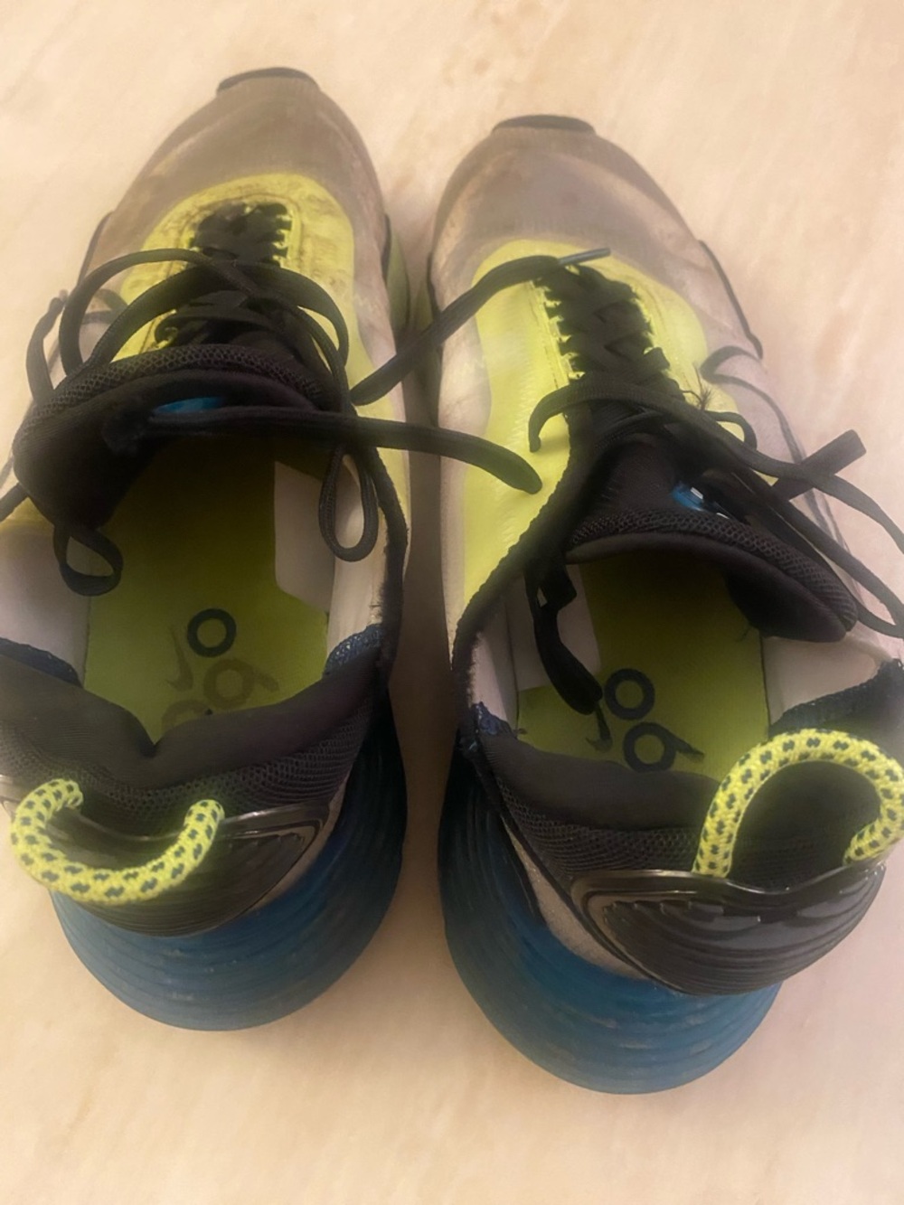 Nike Black Sneakers with Neon Yellow and Blue Accents - Picture 2 of 8